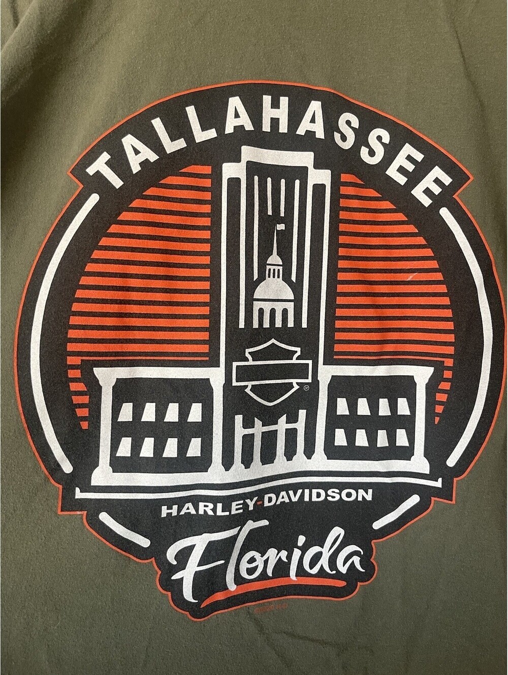 Harley Davidson T-Shirt 3XL XXXL Florida Army Green Tallahassee Short Sleeve FL - Picture 5 of 15